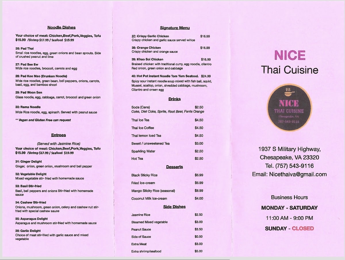 Menu - Nice Thai Cuisine photo 1